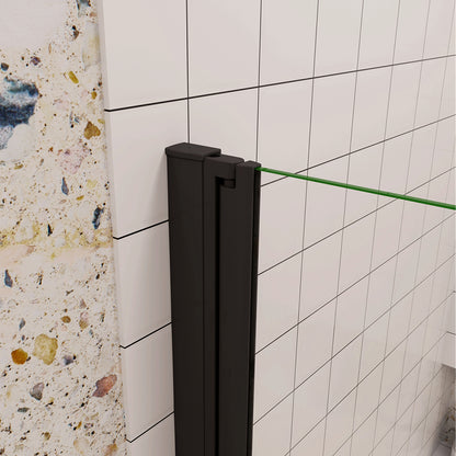 Porta Doccia per Nicchia Battente Pieghevole in Vetro Temperato Trasparente 5mm Anticalcare Telaio Nero Opaco Piatto Doccia incluso