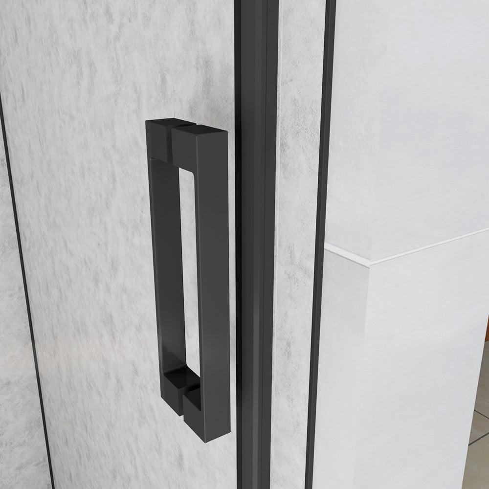 Box Doccia Per Nicchia Porta Scorrevole in Vetro 8mm Temperato Trasparente Anticalcare Profilo Nero Opaco Softclose