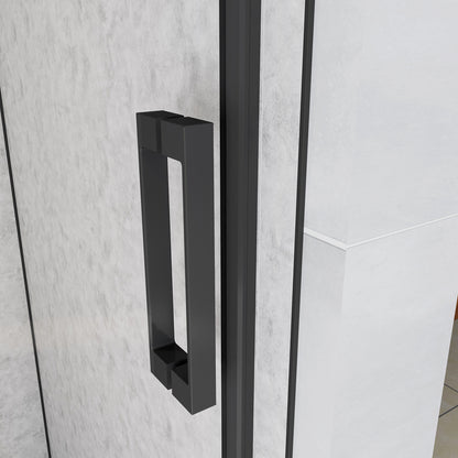 Box Doccia Per Nicchia Porta Scorrevole in Vetro 8mm Temperato Trasparente Anticalcare Profilo Nero Opaco Softclose