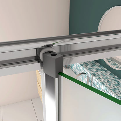 185cm Box Doccia Angolare Porta a Soffietto con Parete Fissa in Vetro Temperato Satinato Opaco 5mm Profilo Cromato Lucido