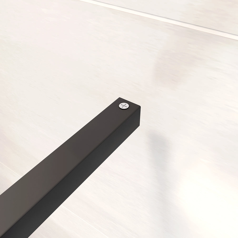 Walk in Doccia Due Pareti Vetro 8mm Temperato Anticalcare Antifrantumi Fascia Opaca Barra Stabilizzatrice 90cm Nera Opaca