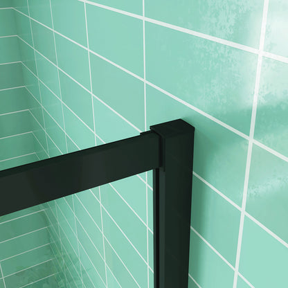 Box Doccia Angolare Porte Scorrevoli Vetro 6mm Temperato Trasparente Anticalcare Profilo Nero Opaco Piatto Doccia incluso