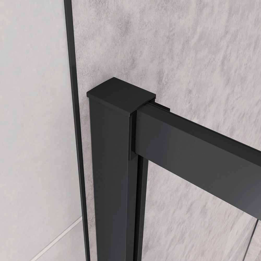 Box Doccia Semicircolare Ante Scorrevoli Vetro Temperato 5mm Trasparente Profilo Nero Opaco