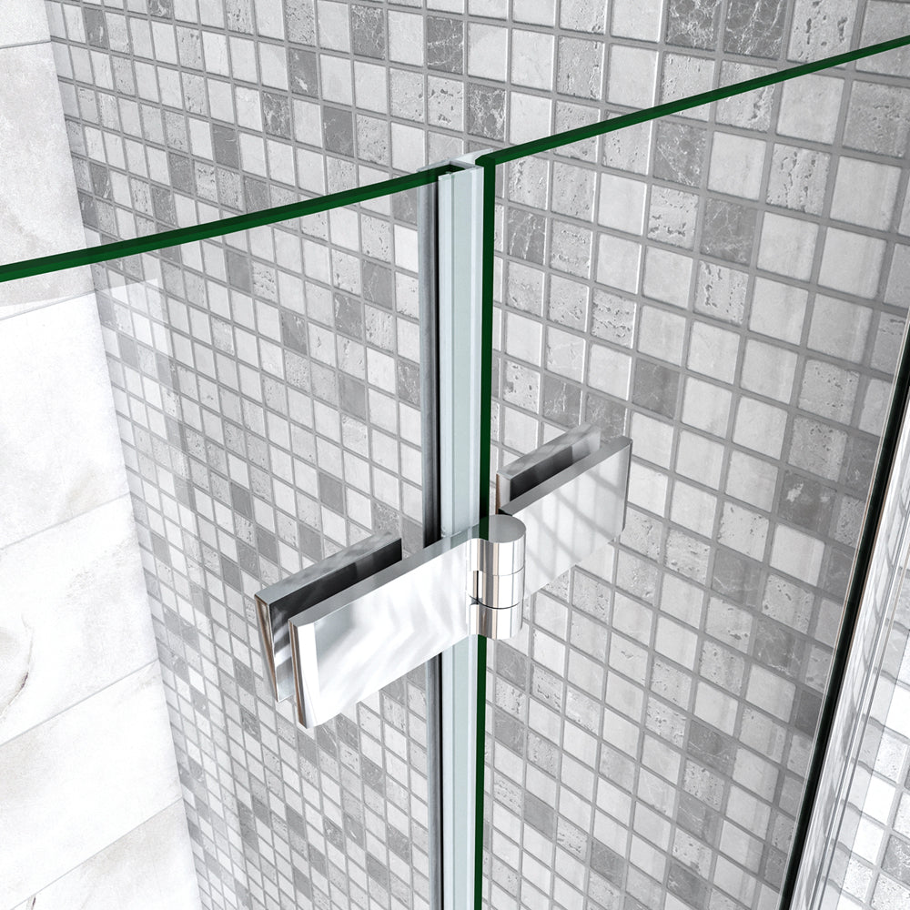 195 cm Box Doccia Semicircolare Porte Battenti e Ante Pieghevoli in Vetro Temperato 6mm Anticalcare Trasparente Profilo Cromo Lucido