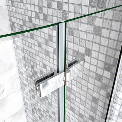195 cm Box Doccia Semicircolare Porte Battenti e Ante Pieghevoli in Vetro Temperato 6mm Anticalcare Trasparente Profilo Cromo Lucido
