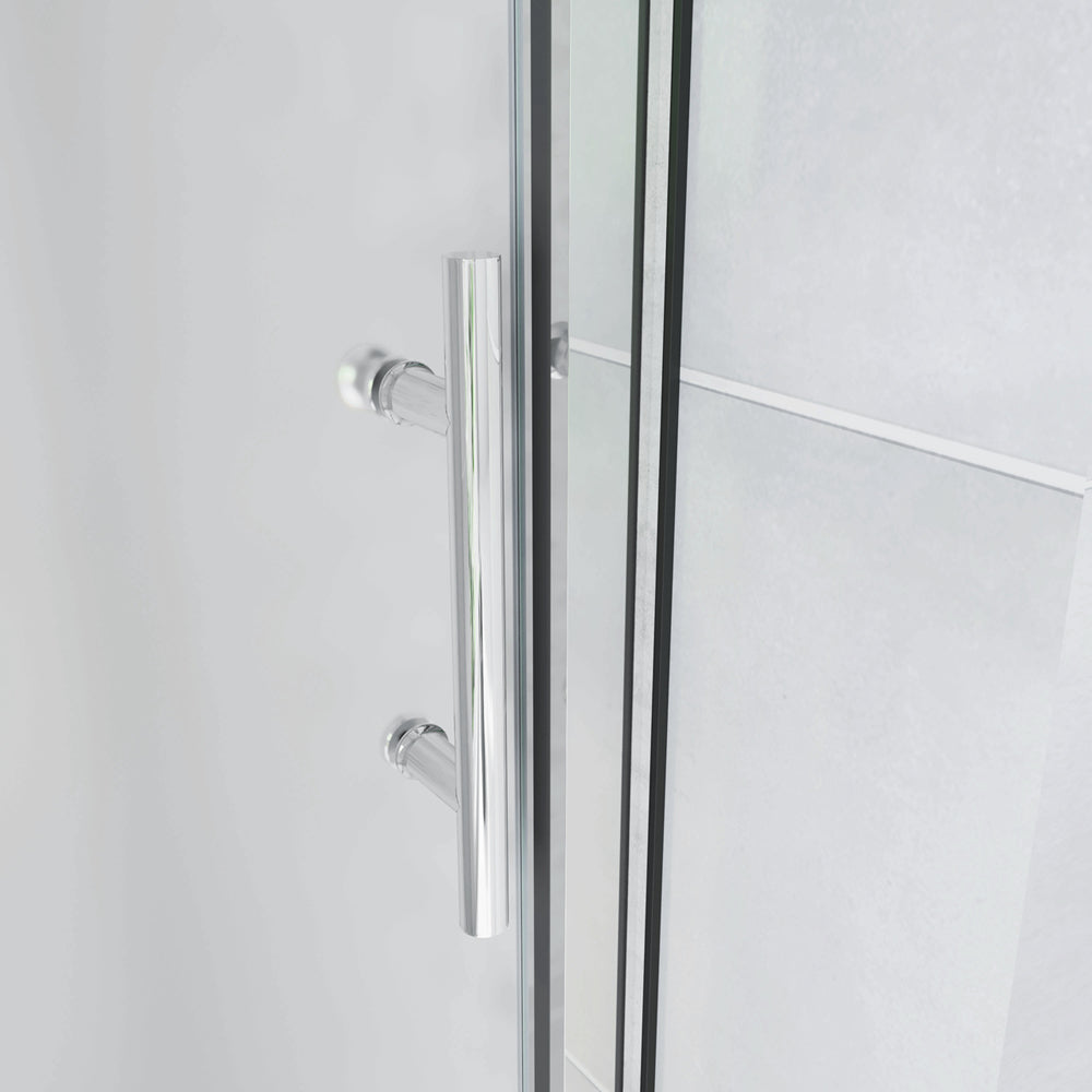 185cm Porta Doccia Per Nicchia Anta Scorrevole Ingresso Laterale In Vetro Temperato 5mm Satinato Opaco