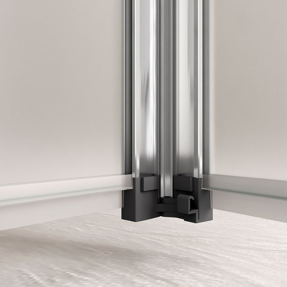 185cm Box Doccia per Nicchia Porta a Soffietto Vetro Temperato 5mm Satinato Opaco Profilo Cromato Lucido