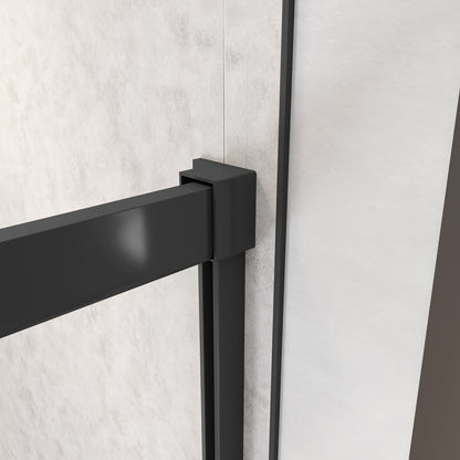 Box Doccia Per Nicchia Porta Scorrevole in Vetro 8mm Temperato Trasparente Anticalcare Profilo Nero Opaco Softclose