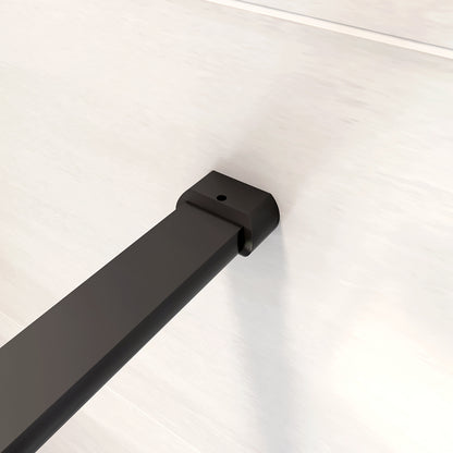 Walk in Doccia Due Pareti Vetro 8mm Temperato Anticalcare Antifrantumi Fascia Opaca Barra Stabilizzatrice 90cm Nera Opaca