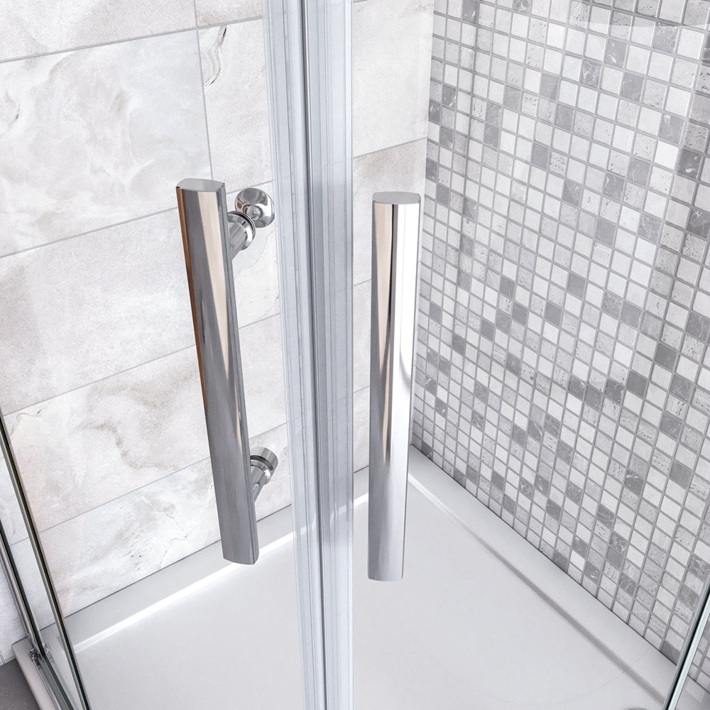 195 cm Box Doccia Semicircolare Porte Battenti e Ante Pieghevoli in Vetro Temperato 6mm Anticalcare Trasparente Profilo Cromo Lucido