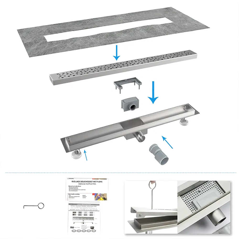 AICA ITALY Canaletta doccia canalina doccia per box doccia acciaio inox sifone antiodore bolle griglia