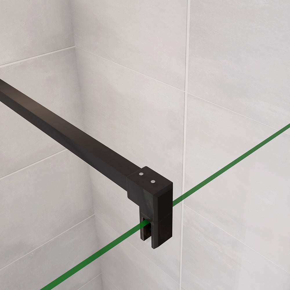 190cm Box Doccia Angolare Porta Battente Pieghevole con Parete Fissa in Vetro Temperato 5 mm Anticalcare Barra da 90 cm Nera Opaca Piatto Doccia incluso