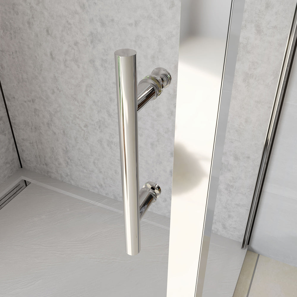 Box Doccia Angolare Porta Scorrevole con Parete Fissa Vetro Temperato 5mm Satinato Opaco H.185cm