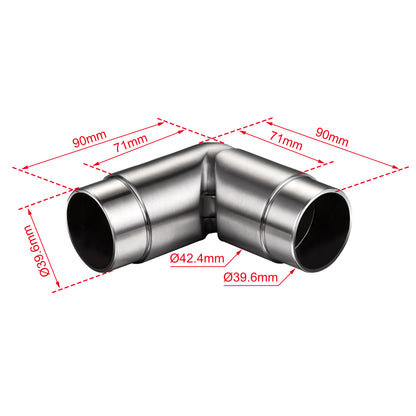 Connettore regolabile /Connettore dritto in acciaio inox 304 per corrimano Ø42.2/42.4mm parete#Argento spazzolato