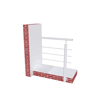 Ringhiera Parapetto in Alluminio Nero Opaco o Argento Opaco 100x100cm a Fissaggio a Parete, con supporto di collegamento a Parete Argento opaco