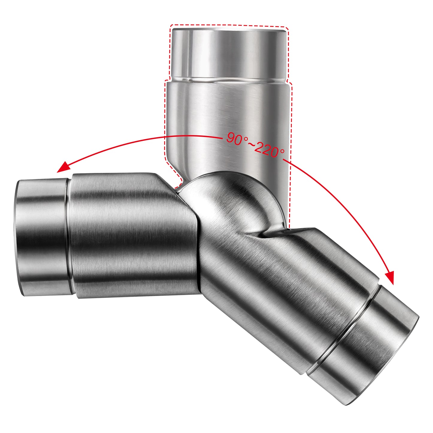 Connettore regolabile /Connettore dritto in acciaio inox 304 per corrimano Ø42.2/42.4mm parete#Argento spazzolato