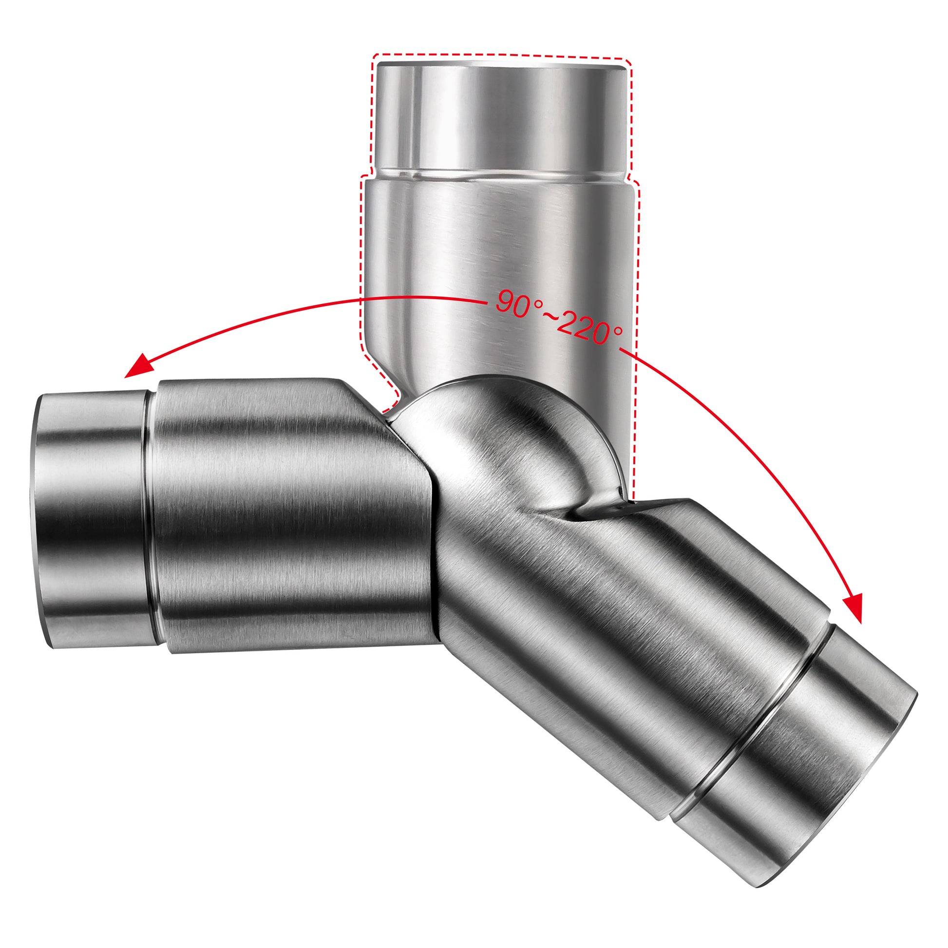 Connettore regolabile /Connettore dritto in acciaio inox 304 per corrimano Ø42.2/42.4mm parete#Argento spazzolato
