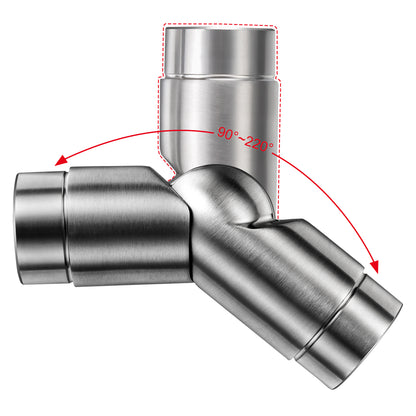 Connettore regolabile /Connettore dritto in acciaio inox 304 per corrimano Ø42.2/42.4mm parete#Argento spazzolato