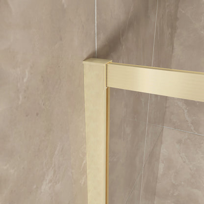Box Doccia Semicircolare 80-90X80-90cm Porte Scorrevoli Vetro Temperato 6 mm Trasparente Anticalcare Oro Spazzolato 190 cm
