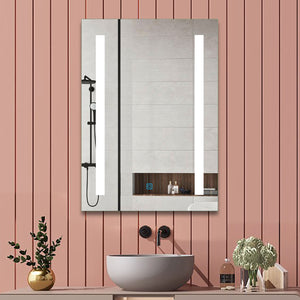 VOWNER Mobiletto Bagno con Specchio, Armadietto con Luce Salvaspazio,  Specchiera, Contenitore, Anti-Appannamento, 50 × 15 × 60 cm : :  Casa e cucina