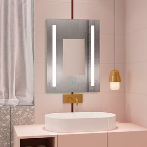 ZOUTYI Specchio retroilluminato, oscuramento a tre colori +  antiappannamento, specchio rotondo illuminato a LED per bagno Specchio  cosmetico a parete