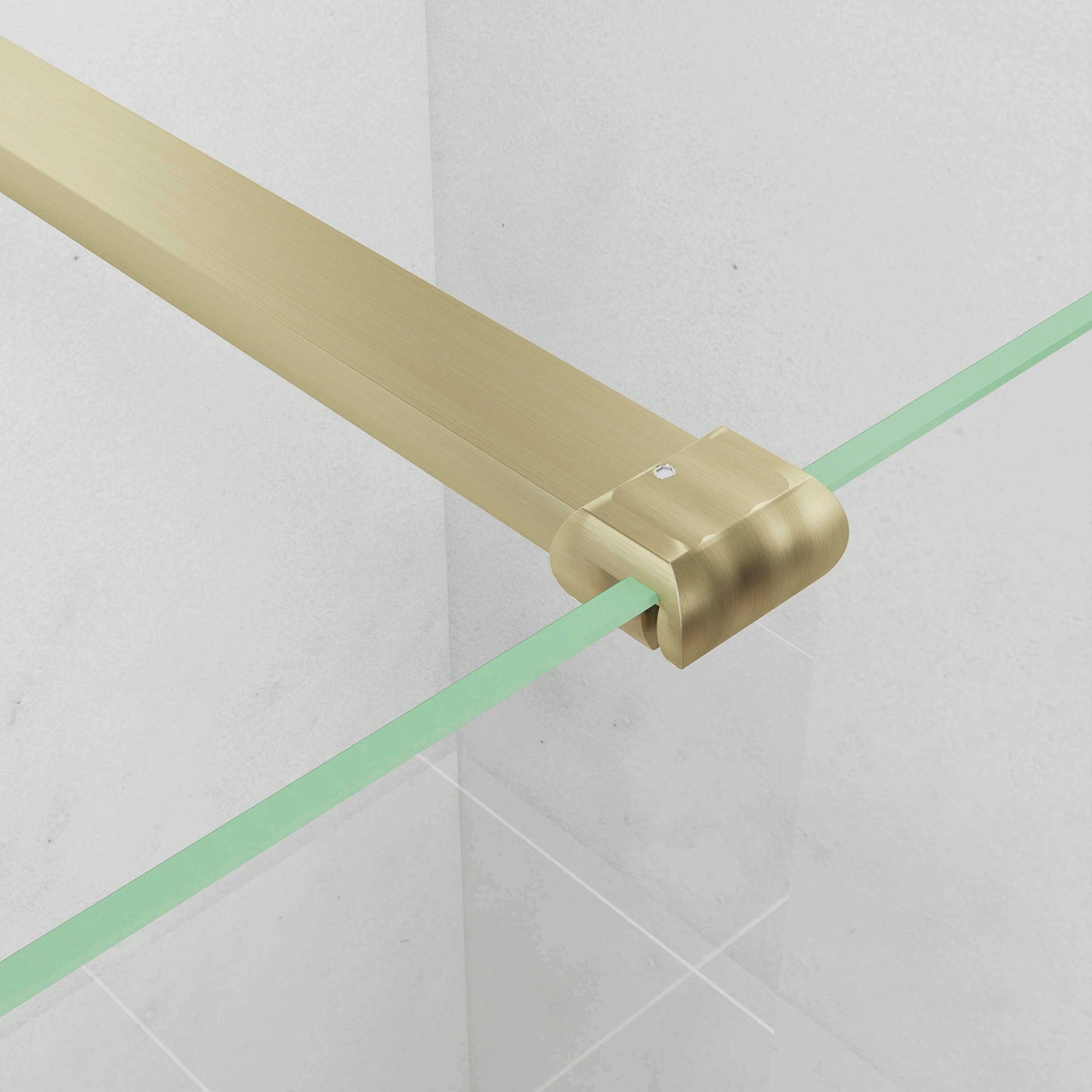 Box Doccia Walk In 40-120×200 cm Parete Fissa Vetro 8 mm Trasparente Anticalcare Oro Spazzolato Barra Piatta Stabilizzatrice 90 cm