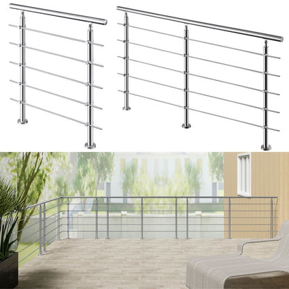 Ringhiera universale in acciaio inox 80-100-120-150-180-200-220-240 cm con 5 barre trasversali