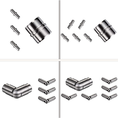 Kit Connettore Dritto/Angolo Regolabile per Ringhiere in Acciaio Inox Diametro 42.4 mm Configuratore per Corrimano per Ringhiere a 3/5 Traversi