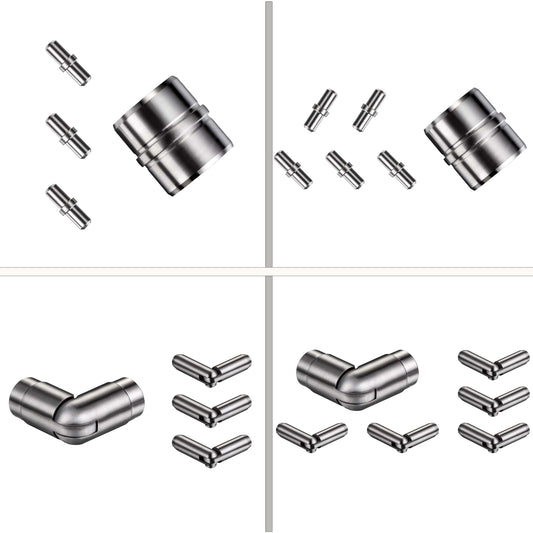 Kit Connettore Dritto/Angolo Regolabile per Ringhiere in Acciaio Inox 304 Diametro 42.4 mm Configuratore per Corrimano per Ringhiere a 3/5 Traversi