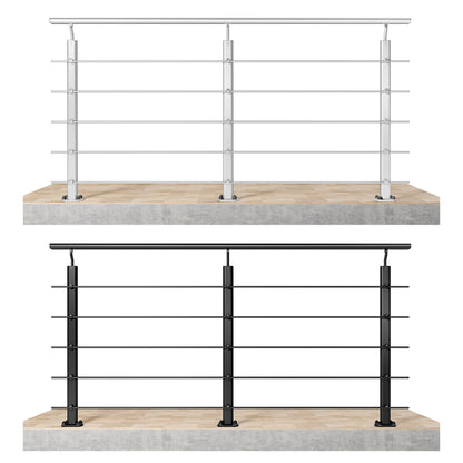 Ringhiera Parapetto in Alluminio Argento o Nero Opaco — Disponibile in 3 Misure: L. 100/150/200 cm — Montaggio a Pavimento per Interni ed Esterni
