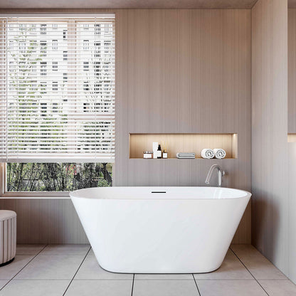 Vasca da Bagno a Isola Freestanding in Acrilico da 170x80x58 cm, Colore Bianco, Forma Ovale