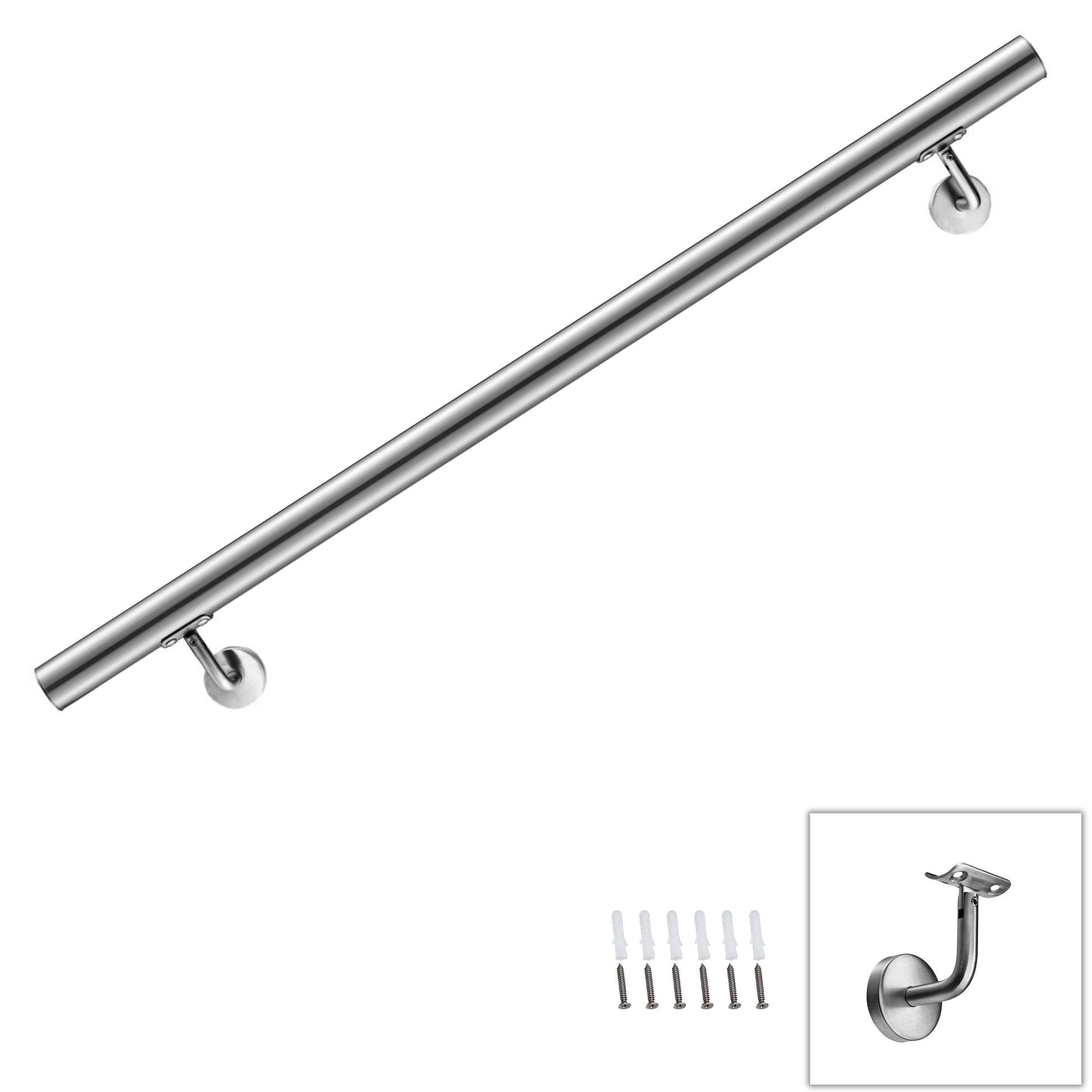 Corrimano in acciaio inox 304 spazzolato 80/100/120/150/180/200cm per interni ed esterni scale