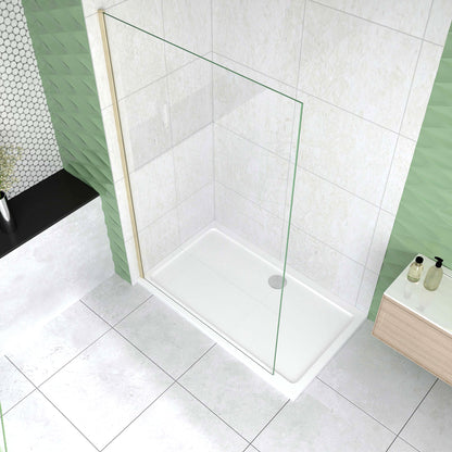 Box Doccia Walk In 40-120x200 cm Parete Fissa Vetro 8/10 mm Trasparente Anticalcare Oro Spazzolato