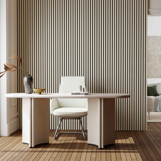 Set di 2/3 pannelli decorativi fonoassorbenti in legno MDF, 260 cm × 30 cm, Sp 21 mm, Color rovere naturale/chiaro/scuro/noce/grigio chiaro (Copy)#Color rovere naturale