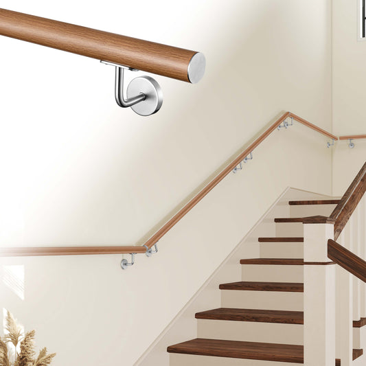 Corrimano Inox 304 effetto legno marrone 80-100-120-150-180-200-220-240 cm per Pareti Interne ed Esterne