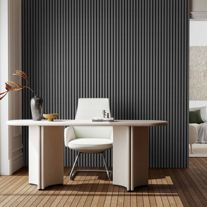 Set di 2/3 pannelli decorativi fonoassorbenti in legno MDF, 260 cm × 30 cm, Sp 21 mm, Color rovere naturale/chiaro/scuro/noce/grigio chiaro (Copy)#Color rovere grigio chiaro