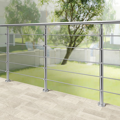 Ringhiera universale in acciaio inox 80-100-120-150-180-200-220-240 cm con 5 barre trasversali
