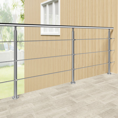 Ringhiera universale in acciaio inox 80-100-120-150-180-200-220-240 cm con 3 barre trasversali