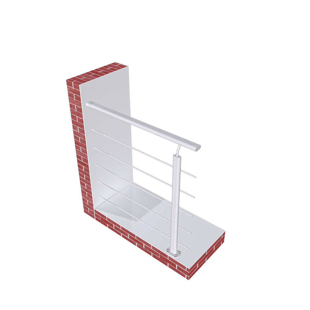 Ringhiera Balaustra in Alluminio Nero Opaco o Argento Opaco 100x100cm a Fissaggio a Pavimento, con supporto di collegamento a Parete