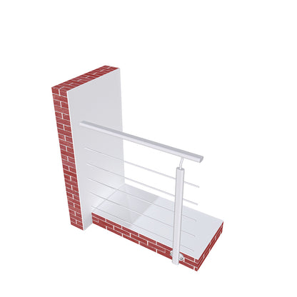 Ringhiera Parapetto in Alluminio Nero Opaco o Argento Opaco 100x100cm a Fissaggio a Parete, con supporto di collegamento a Parete