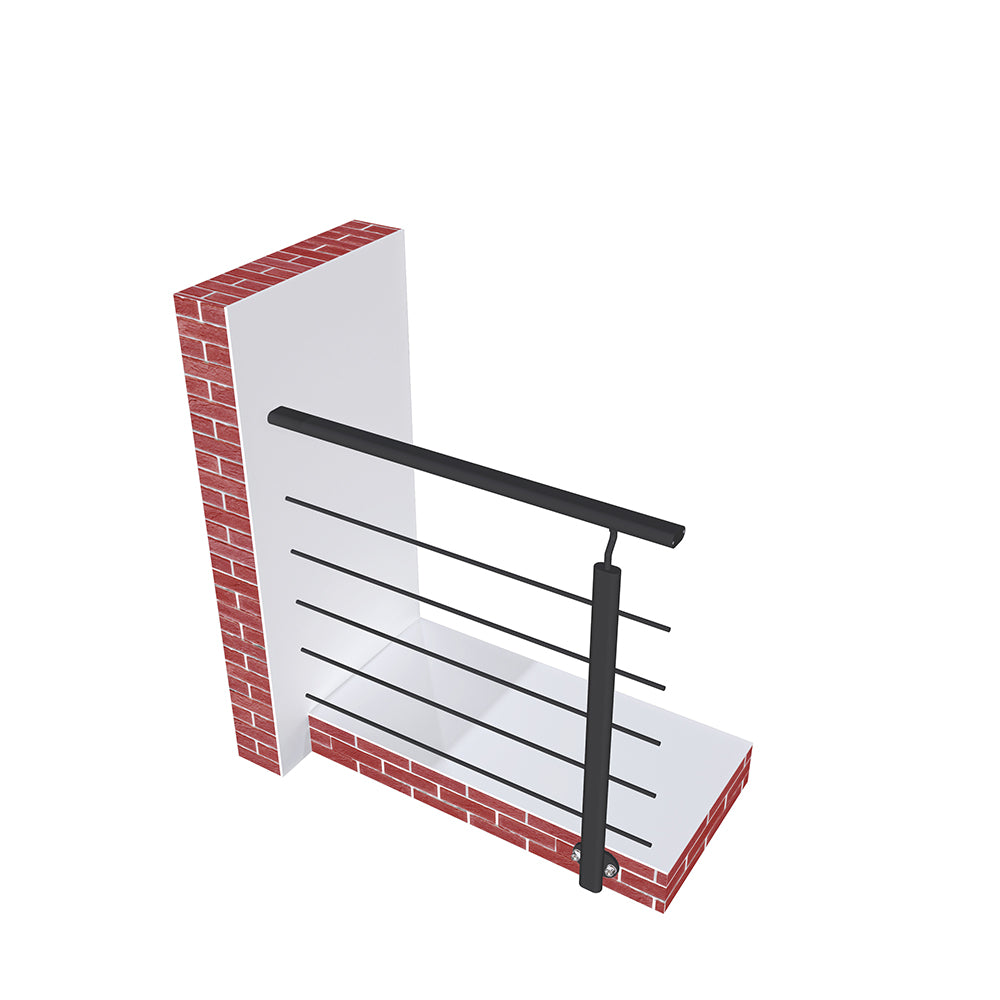 Ringhiera Parapetto in Alluminio Nero Opaco o Argento Opaco 100x100cm a Fissaggio a Parete, con supporto di collegamento a Parete