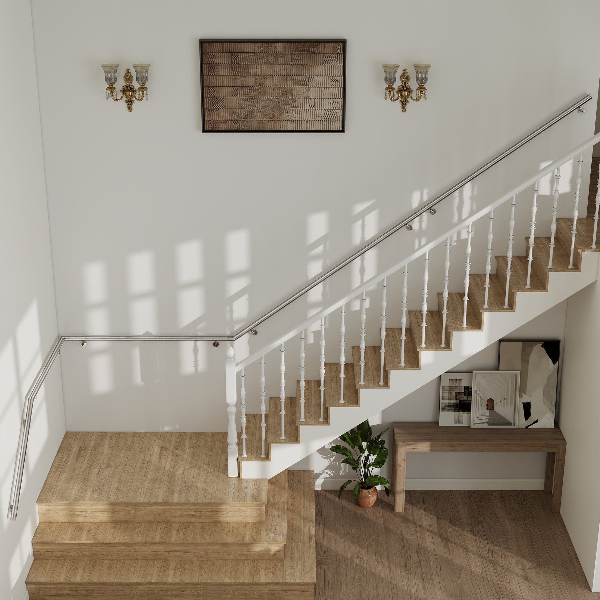 Corrimano in acciaio inox 304 spazzolato 80/100/120/150/180/200cm per interni ed esterni scale