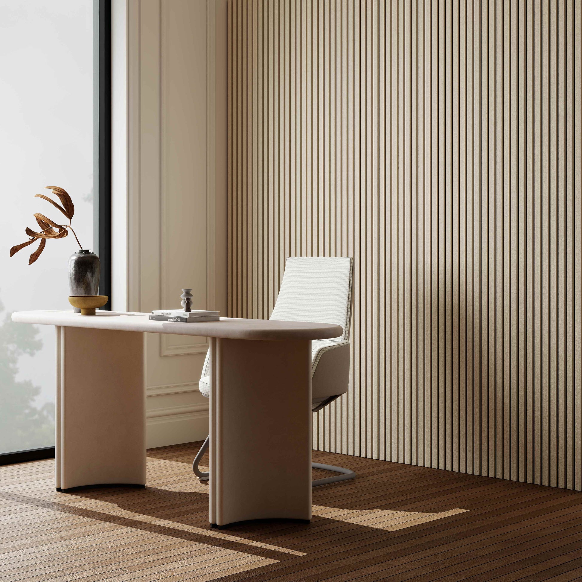 Set di 2/3 pannelli decorativi fonoassorbenti in legno MDF, 260 cm × 30 cm, Sp 21 mm, Color rovere naturale/chiaro/scuro/noce/grigio chiaro (Copy)#Color rovere naturale
