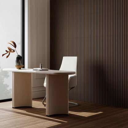 Set di 2/3 pannelli decorativi fonoassorbenti in legno MDF, 260 cm × 30 cm, Sp 21 mm, Color rovere naturale/chiaro/scuro/noce/grigio chiaro (Copy)#Color noce