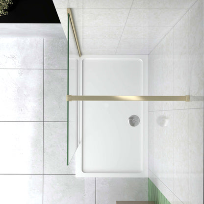 Box Doccia Walk In 40-120×200 cm Parete Fissa Vetro 8 mm Trasparente Anticalcare Oro Spazzolato Barra Piatta Stabilizzatrice 90 cm