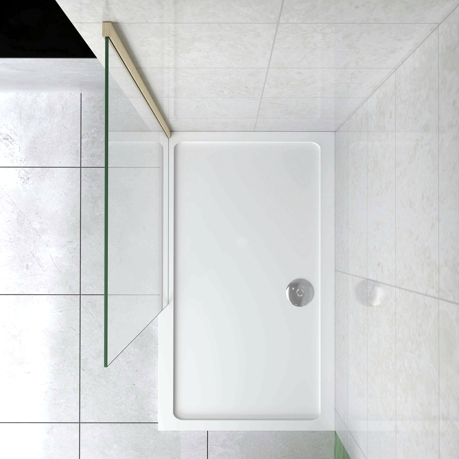 Box Doccia Walk In 40-50-60-70-80-85-90-100-110-120x200 cm Parete Fissa Vetro 8/10 mm Trasparente Anticalcare Oro Spazzolato