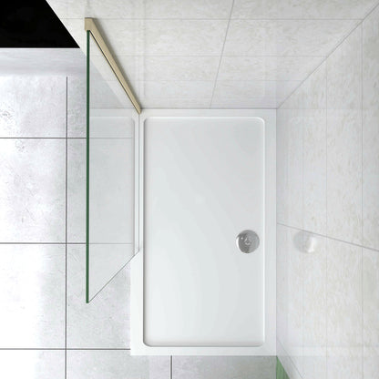 Box Doccia Walk In 40-50-60-70-80-85-90-100-110-120x200 cm Parete Fissa Vetro 8/10 mm Trasparente Anticalcare Oro Spazzolato