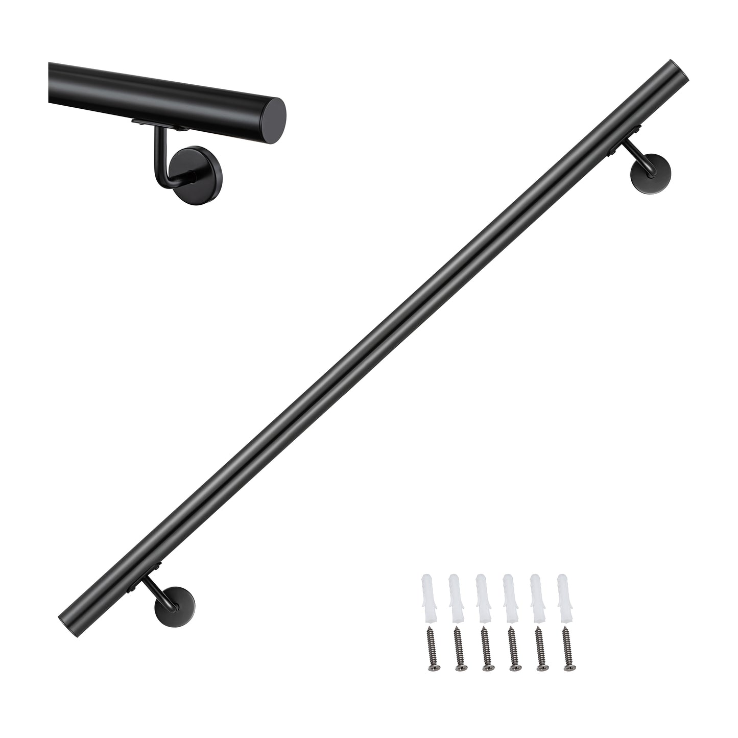 Corrimano Inox 304 nero opaco 80-100-120-150-180-200-220-240 cm per Scale Interne ed Esterne