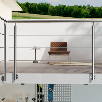 Kit ringhiera in acciaio inox 304 con montaggio laterale, lunghezze 100–240 cm, 3 traverse, espandibile con giunzioni