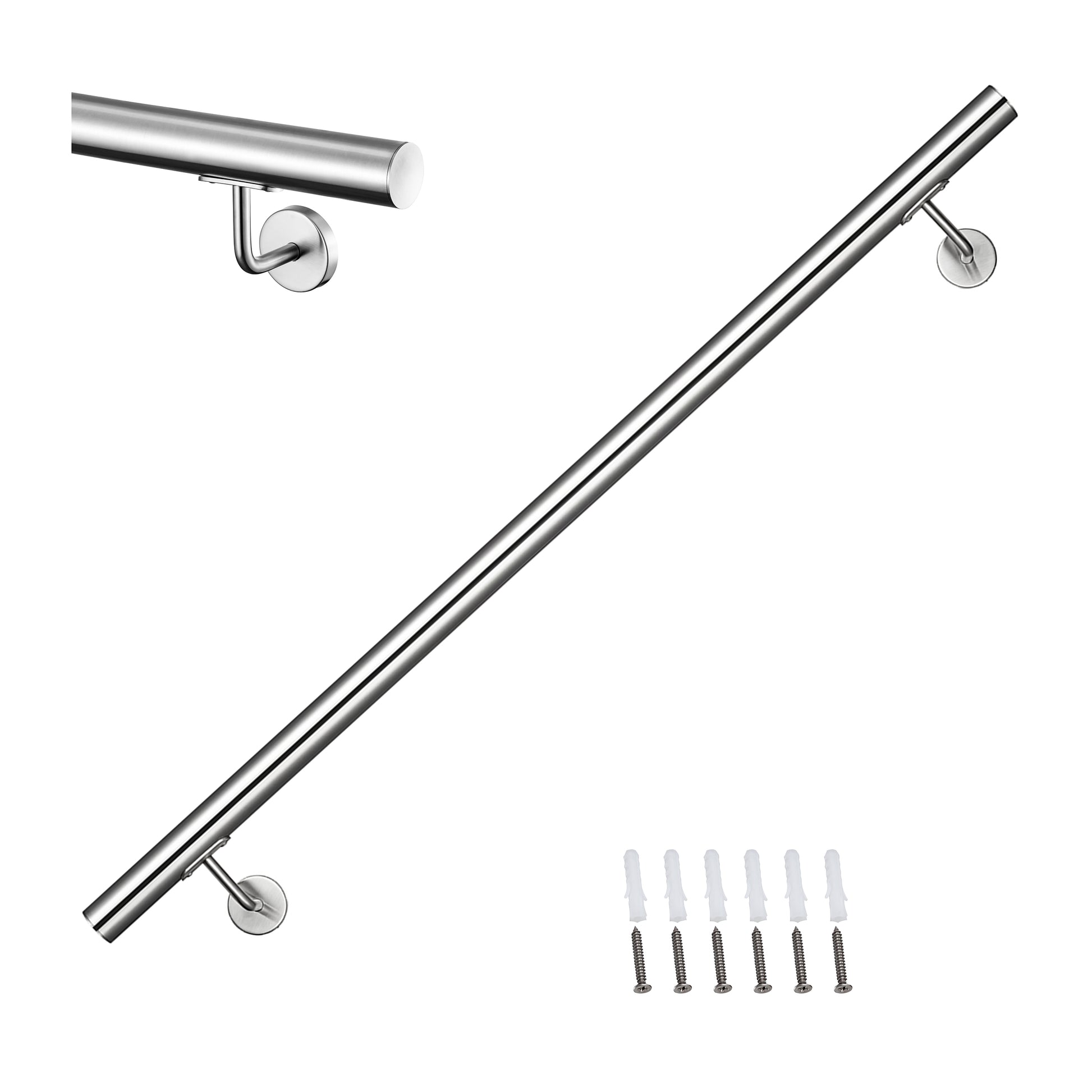 Corrimano Inox 304 Satinato 80-100-120-150-180-200-220-240 cm per Pareti Interne ed Esterne